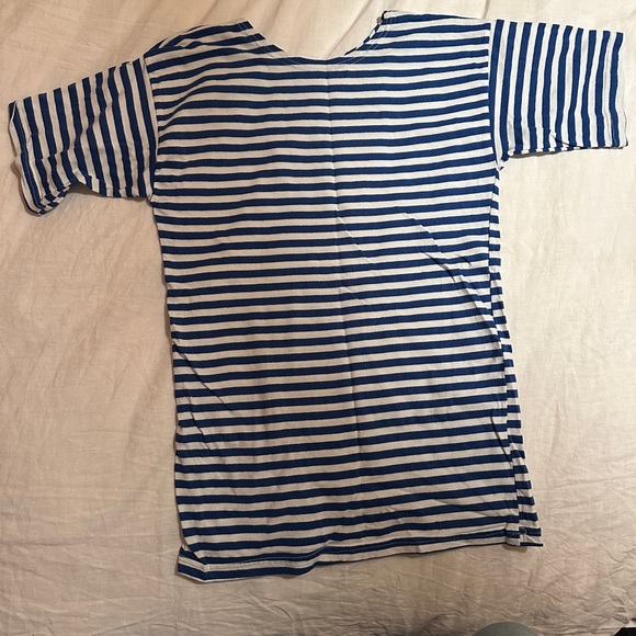 Tops - Vintage French Navy Blue and White Striped T-Shirt